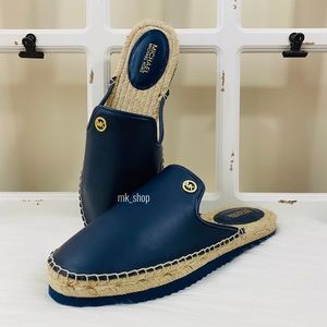 MK Emilia Leather Slide Slip On Espadrilles